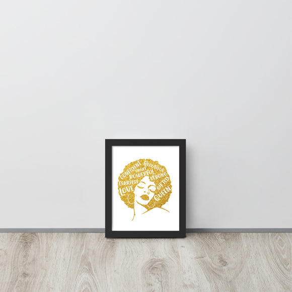 Afro Queen Gold Framed poster