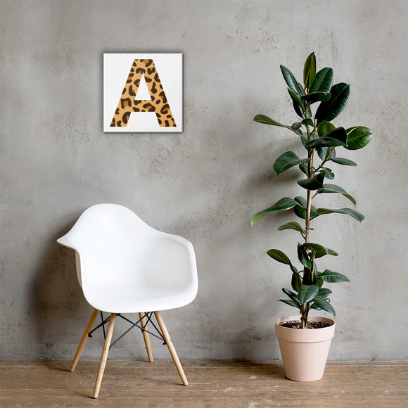 Letter A Leopard Canvas