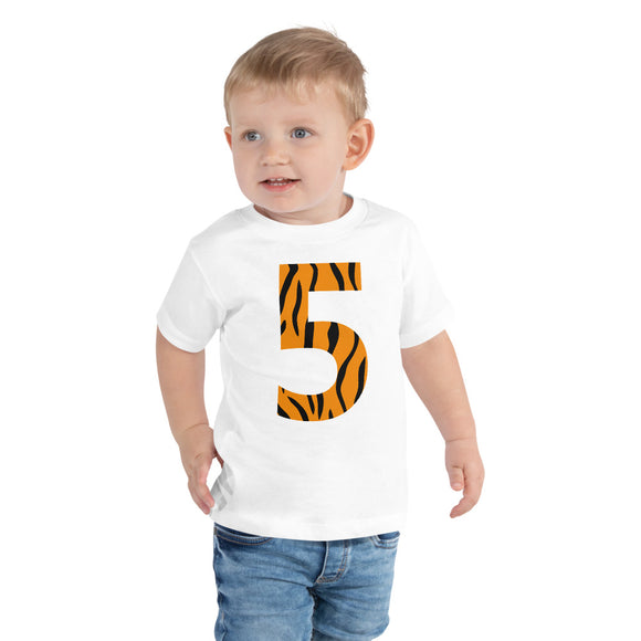 5th Birthday Tiger Toddler Short Sleeve Tee