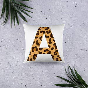 Letter A Leopard Basic Pillow