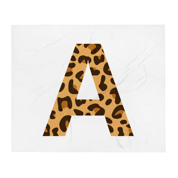 Letter A Leopard Throw Blanket