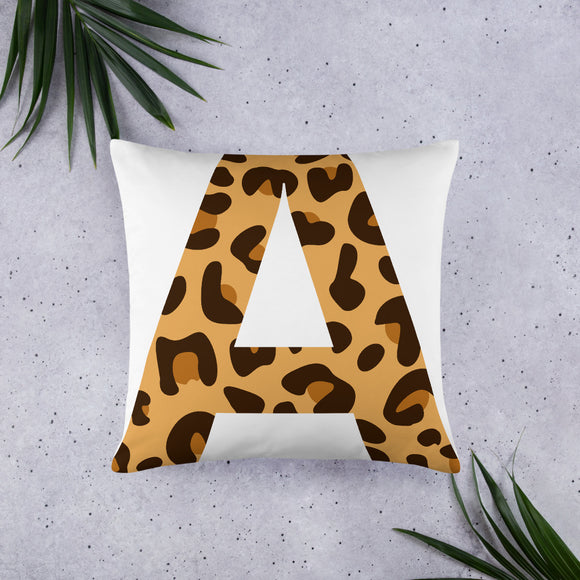 Letter A Leopard Basic Pillow