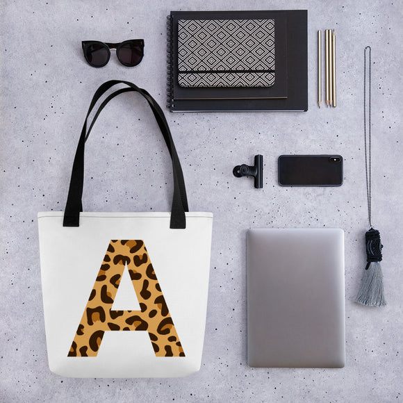 Letter A Leopard Tote bag