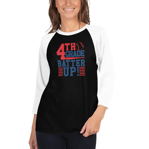 4th Grade Batter Up Adult 3/4 sleeve raglan shirt