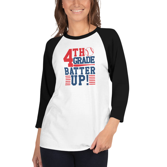 4th Grade Batter Up Adult 3/4 sleeve raglan shirt