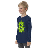 8th Birthday Dinosaur Youth long sleeve tee