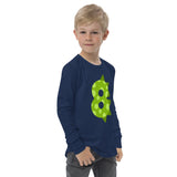 8th Birthday Dinosaur Youth long sleeve tee