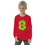8th Birthday Dinosaur Youth long sleeve tee